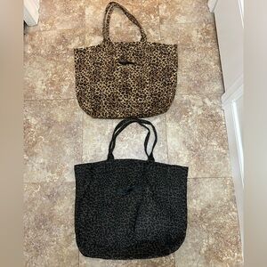 Leopard Print Tote Bag Set - Brown and Black